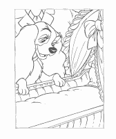 A coloring page of lady and the tramp